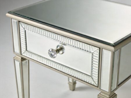 Mirrored Nightstand With Crystal Knob